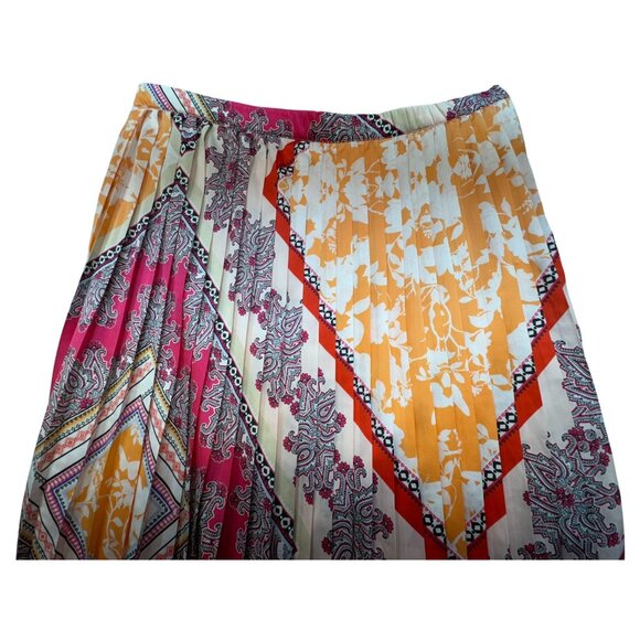 Chicos Womens Bohemian Maxi Pleated Skirt Size 3/Large Pink Orange - Picture 11 of 11